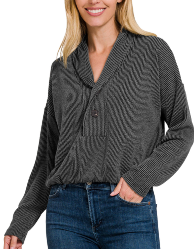 Collared with Button Pull Over