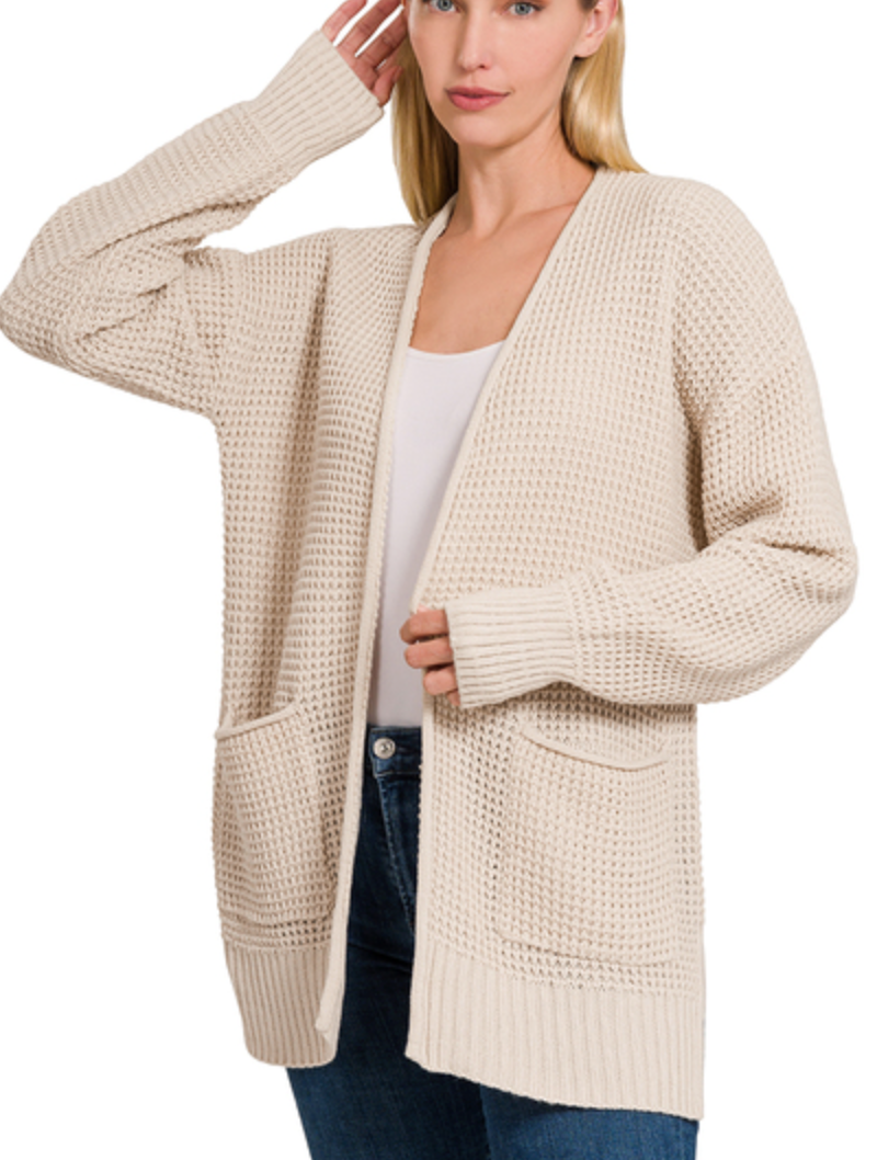 Waffle Classic Open Cardigan
