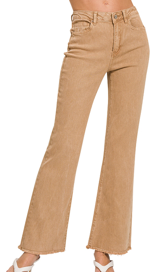 Acid Wash Wide Leg Colored Denim Pants