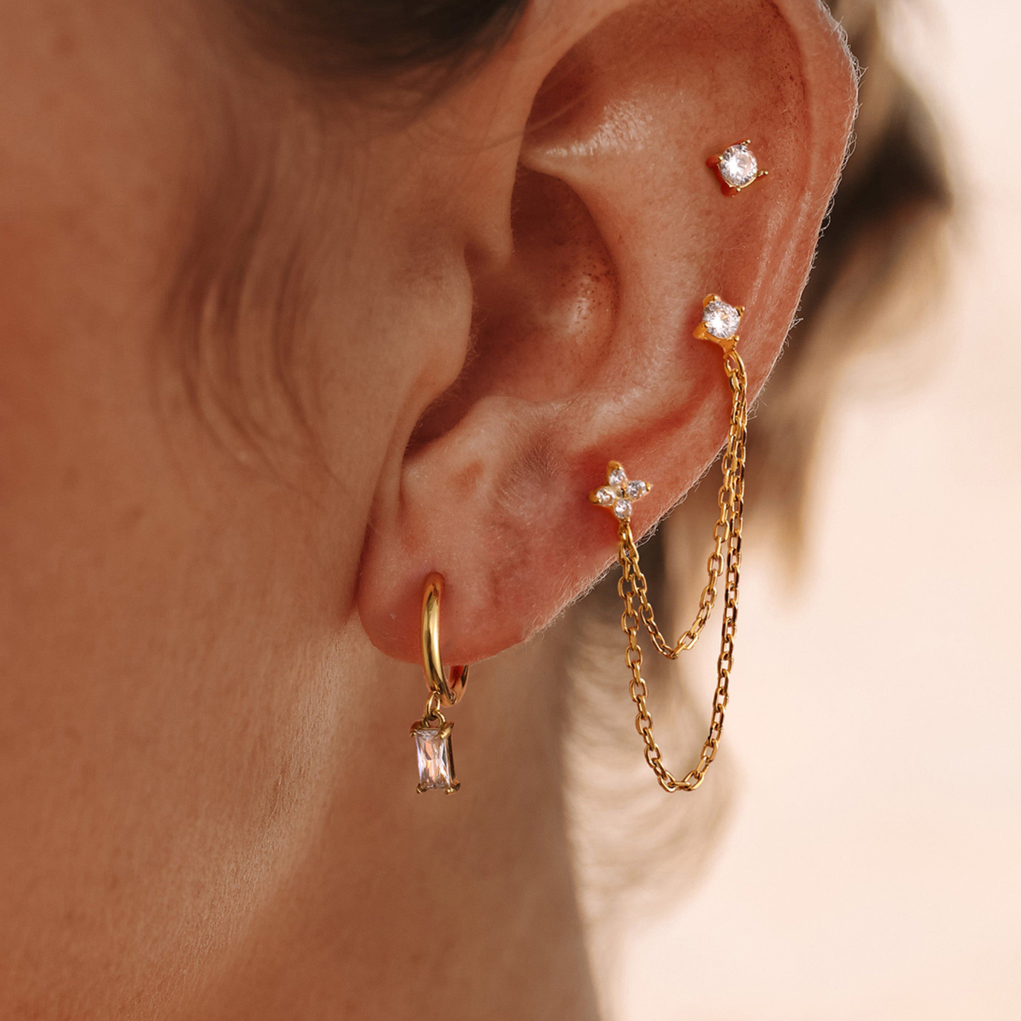 Sestra by Intro Stainless Steel Minimalist Earring Stack Set