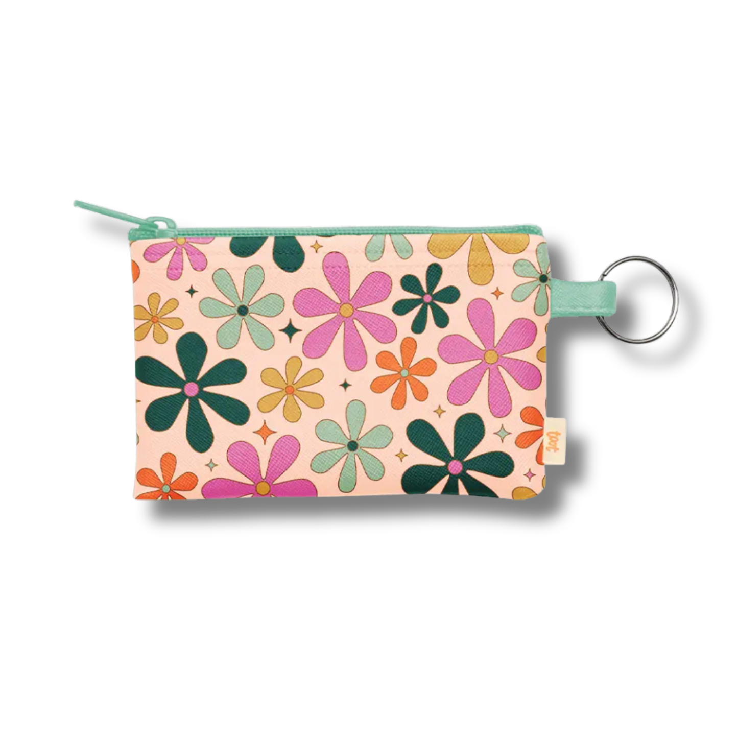 Multi Color Florals Coin Purse with Key Ring