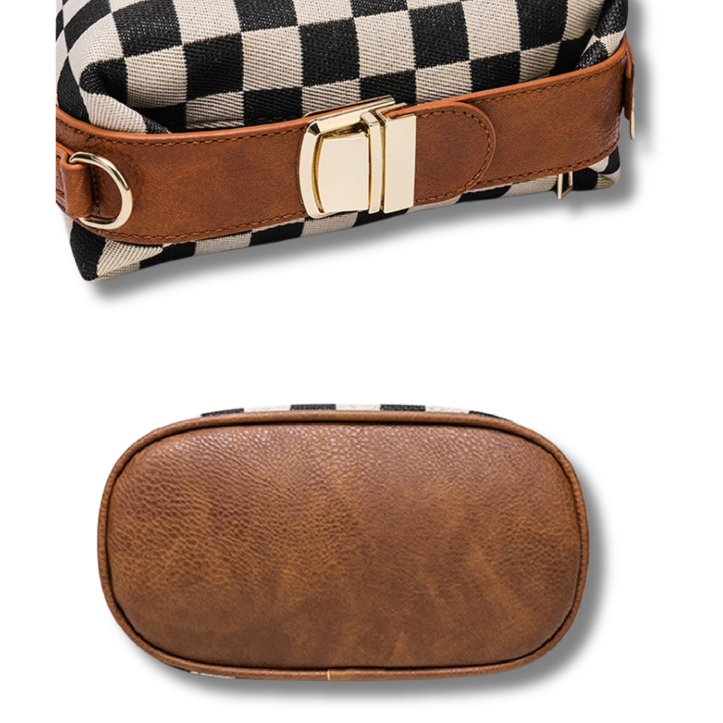 Canvas Checkered Pattern Crossbody Handbag