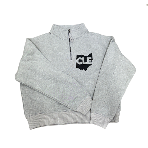 Hand Stamped CLE Ohio Fleece Quarter Zip