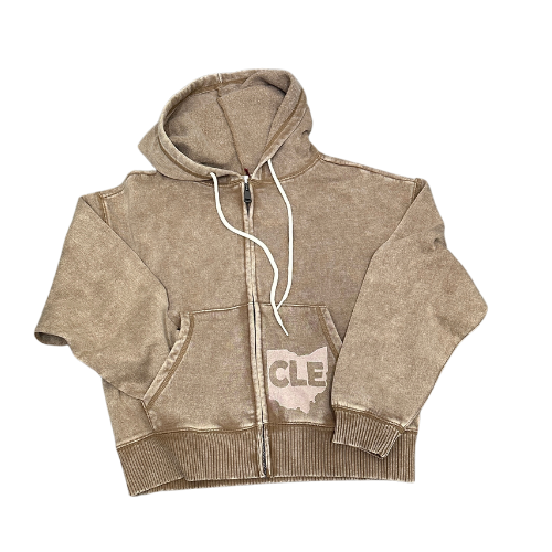 Hand Stamped CLE Ohio State Full Zip Hoodie