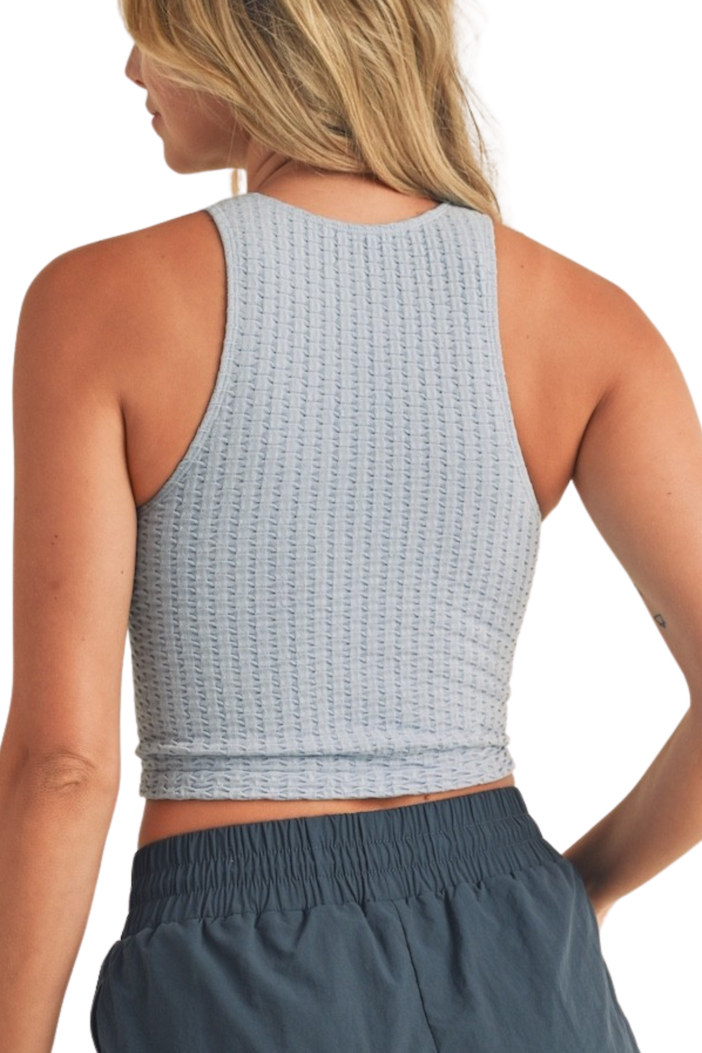 (Large) Lightweight Smocked Cropped Racerback Tank
