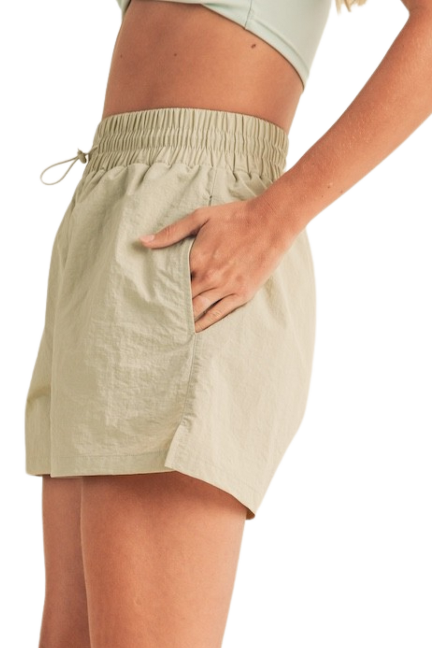 Drawstring Nylon Active Shorts