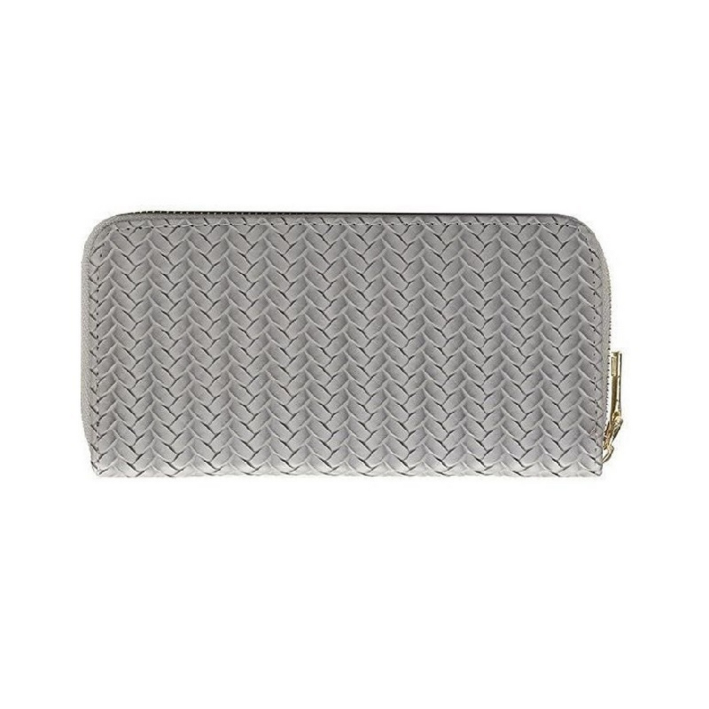 Woven Vegan Leather Zipper Wallet