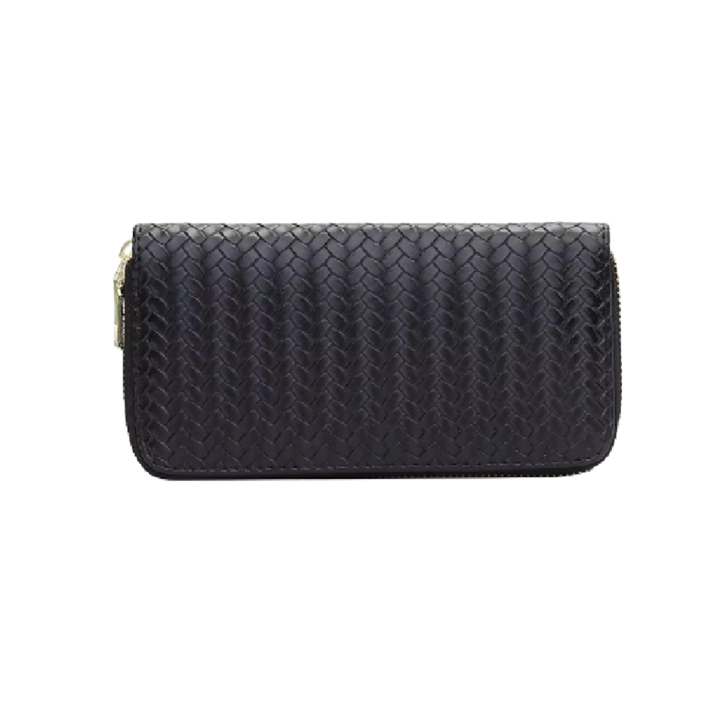 Woven Vegan Leather Zipper Wallet