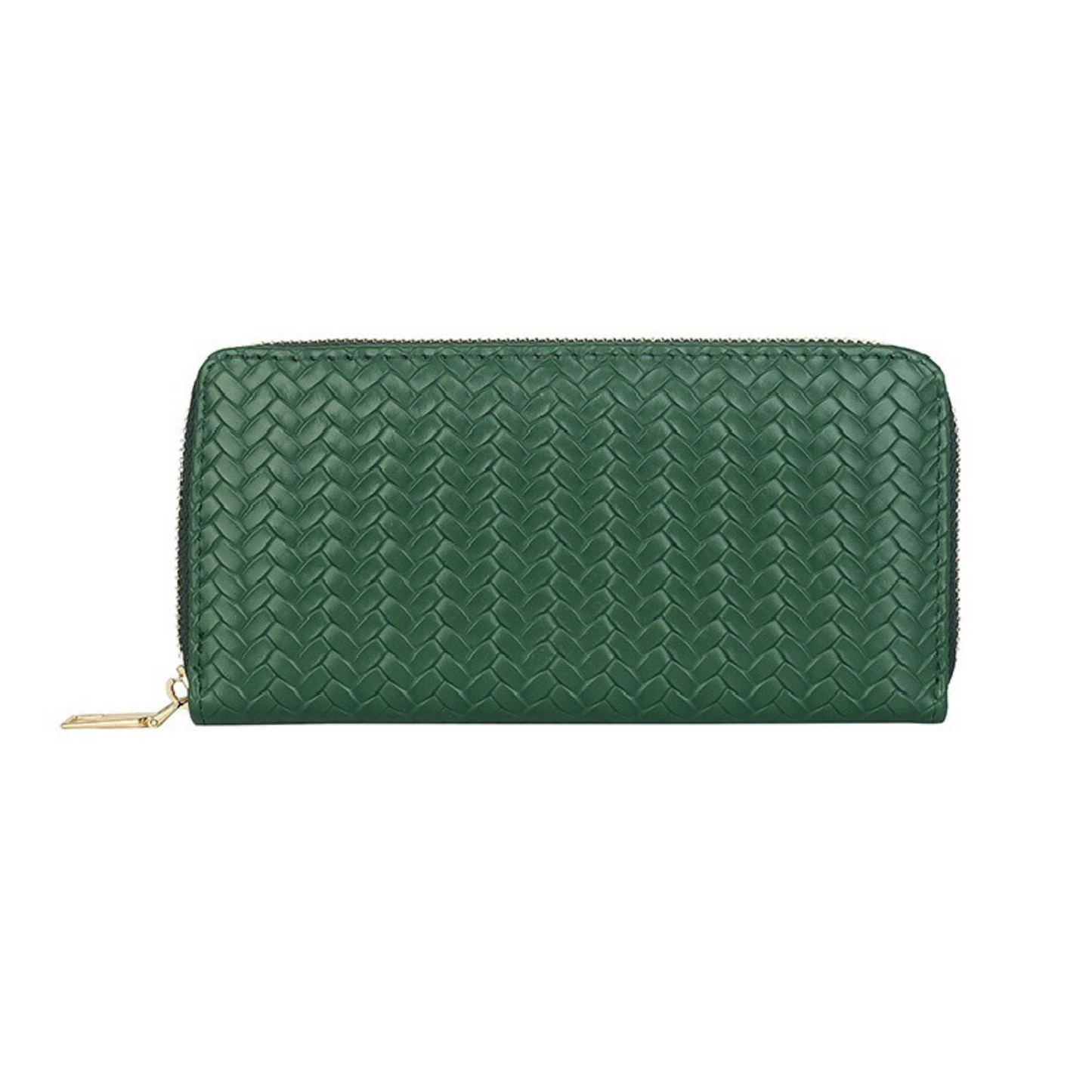 Woven Vegan Leather Zipper Wallet