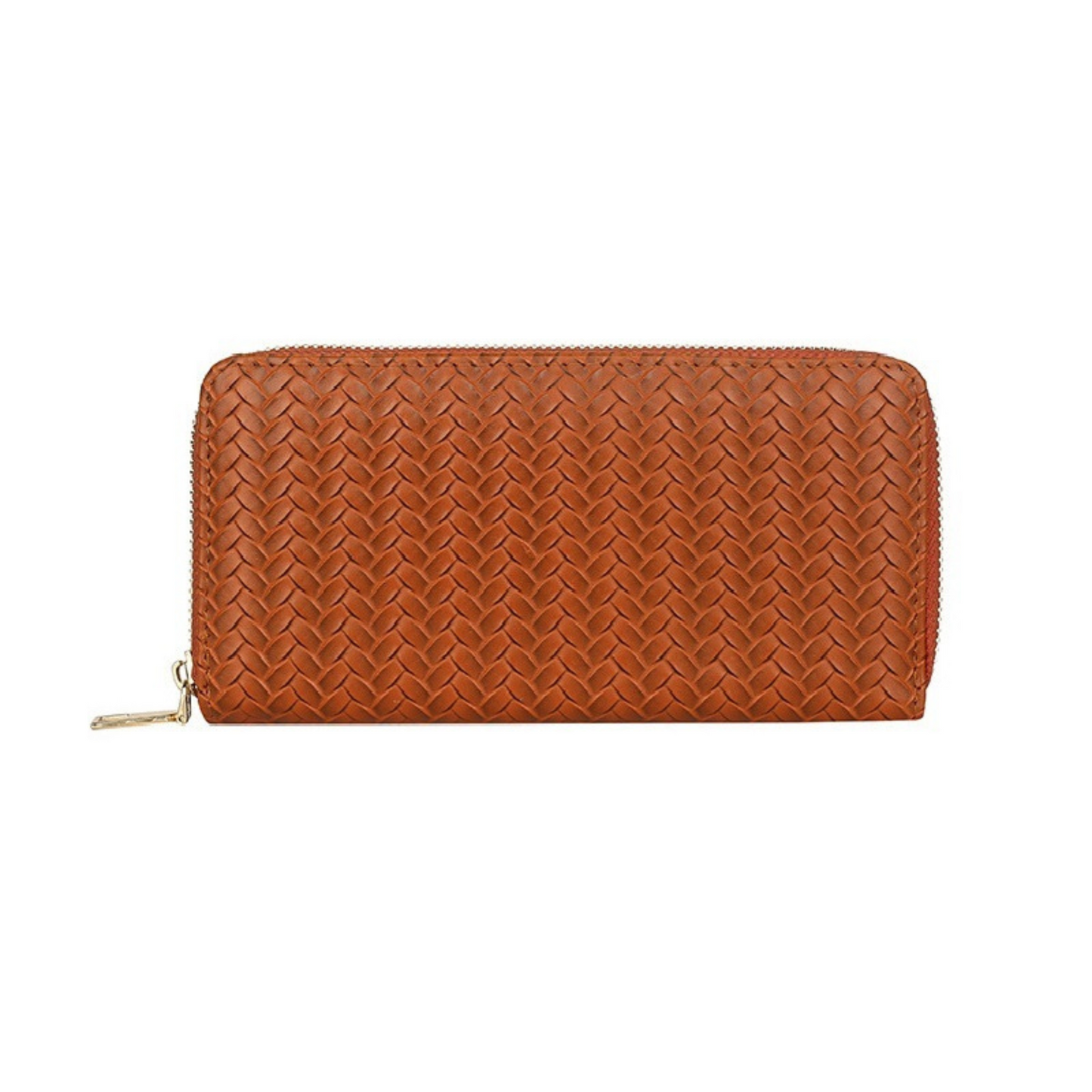 Woven Vegan Leather Zipper Wallet