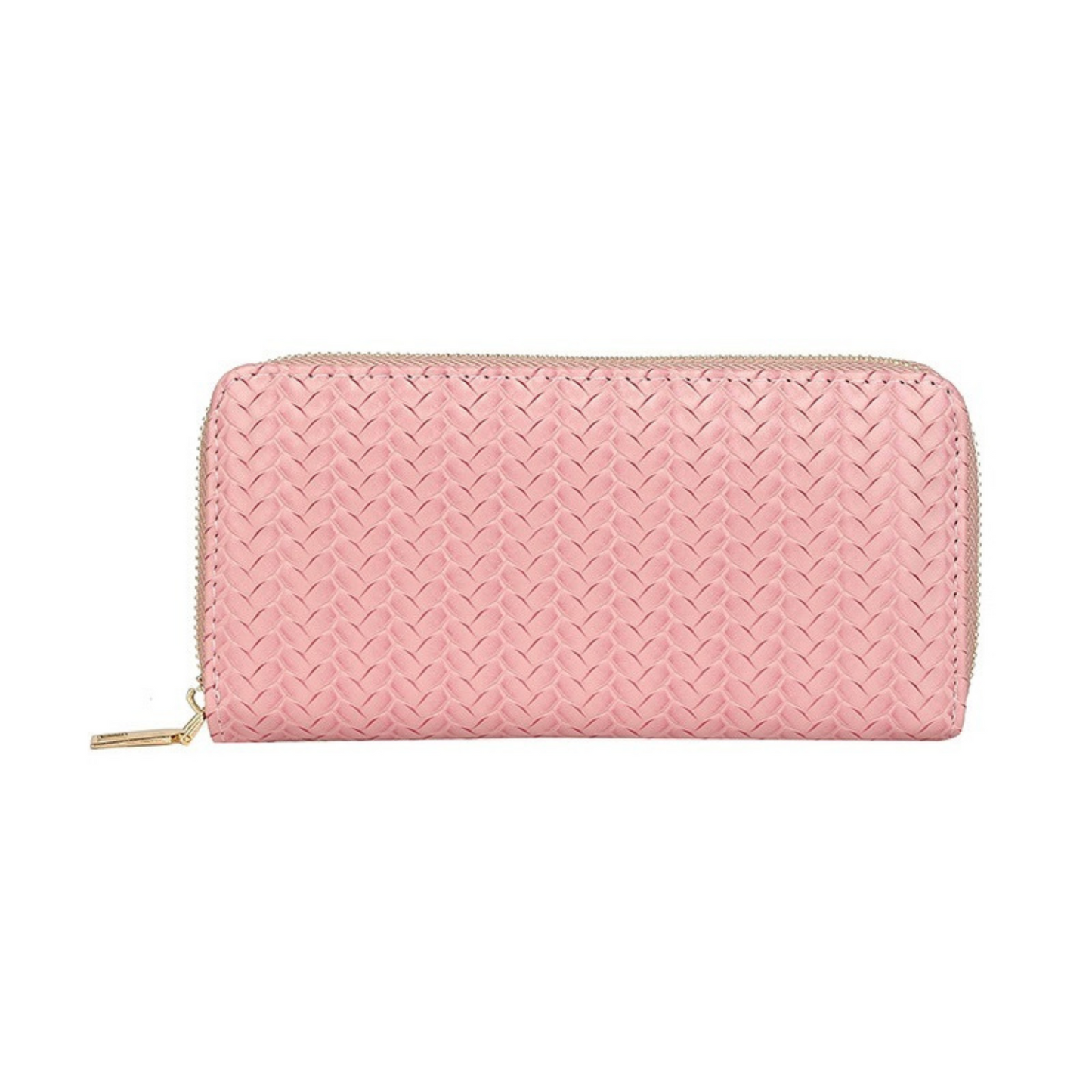 Woven Vegan Leather Zipper Wallet