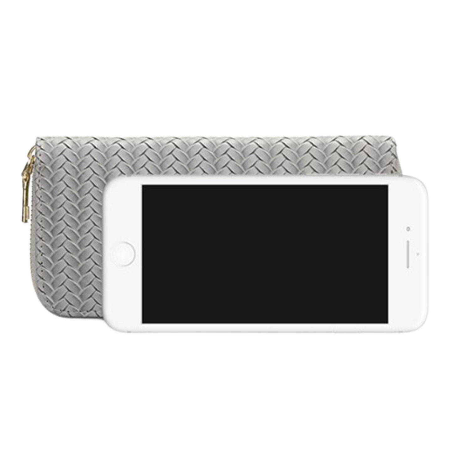 Woven Vegan Leather Zipper Wallet