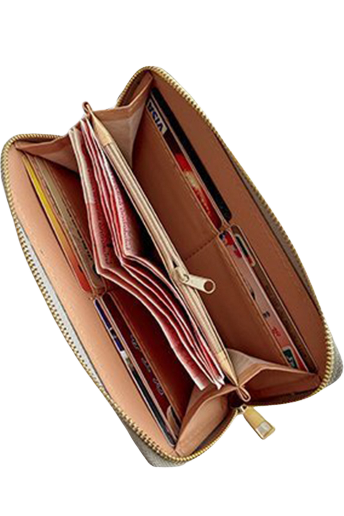 Woven Vegan Leather Zipper Wallet