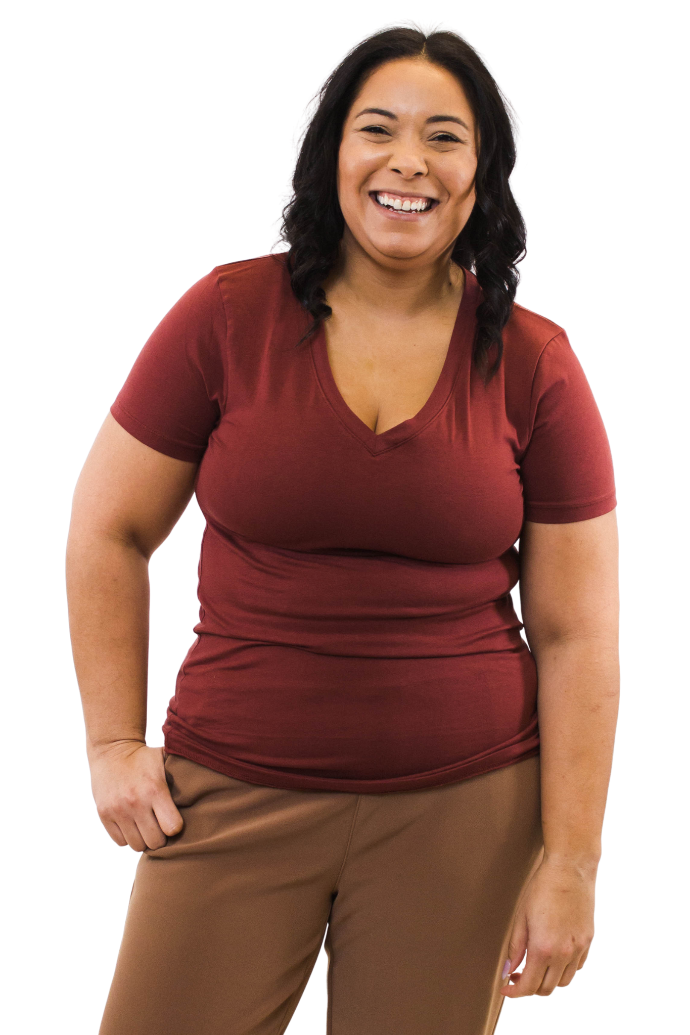 Cotton Slim Fit V-Neck Short Sleeve