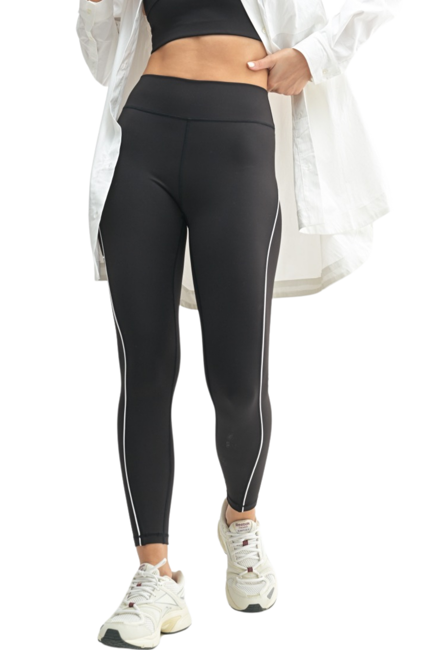 Contour Flex High Rise Leggings with White Piping