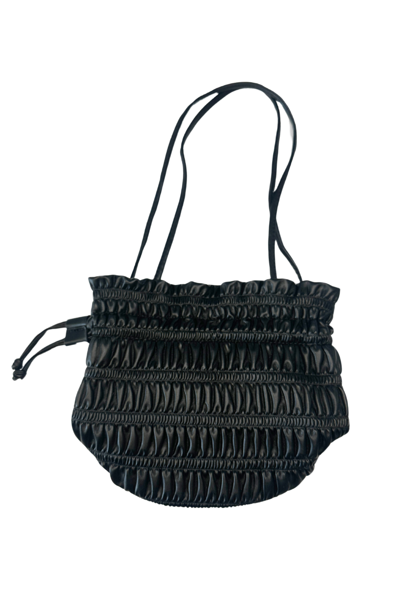 Wicker Look Faux Leather Bucket Bag