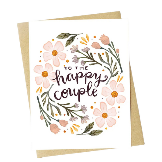 To the Happy Couple Floral Circle Greeting Card