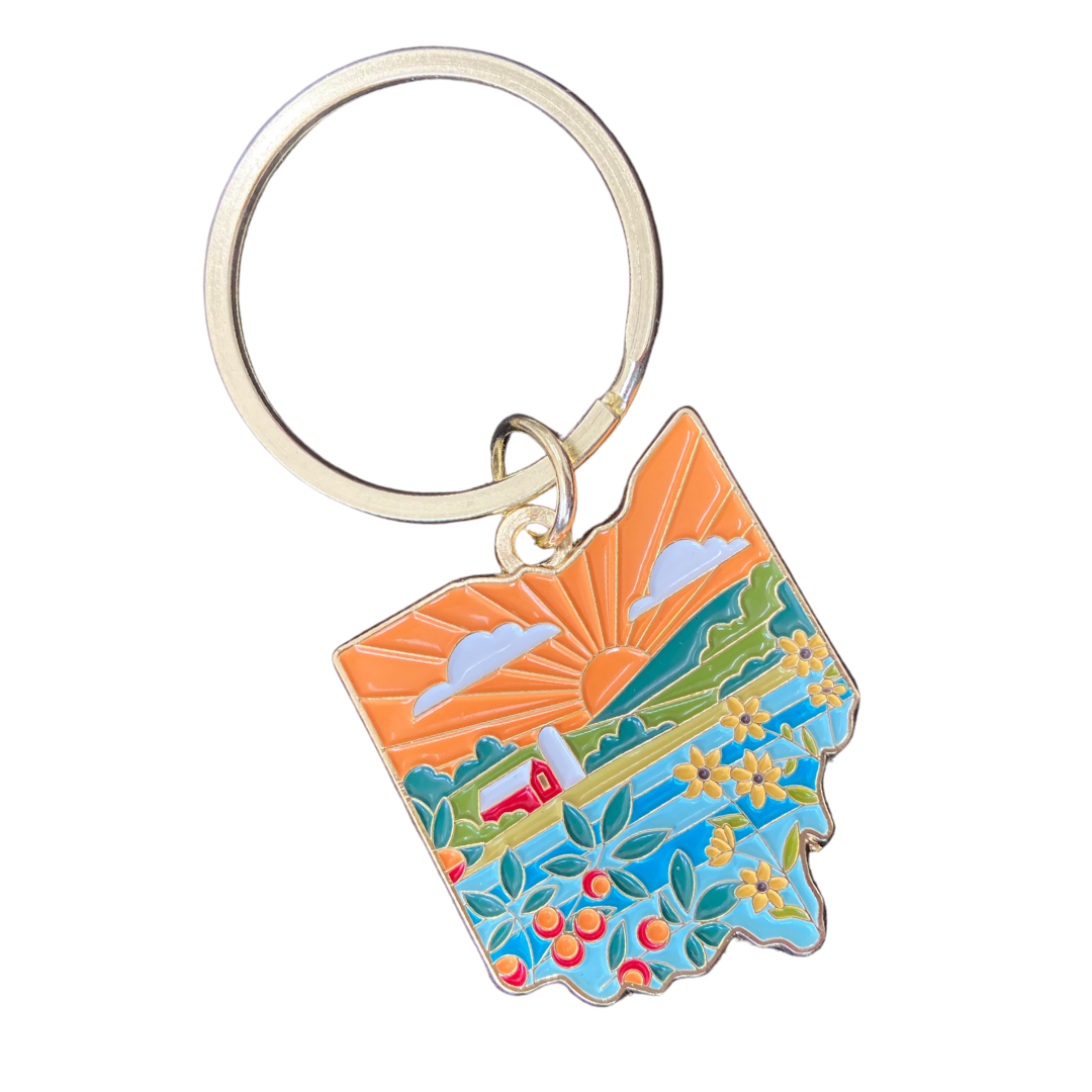 State of Ohio Enamel Keychain