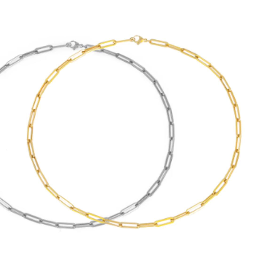 Stainless Steel Paper Clip Chain Necklace