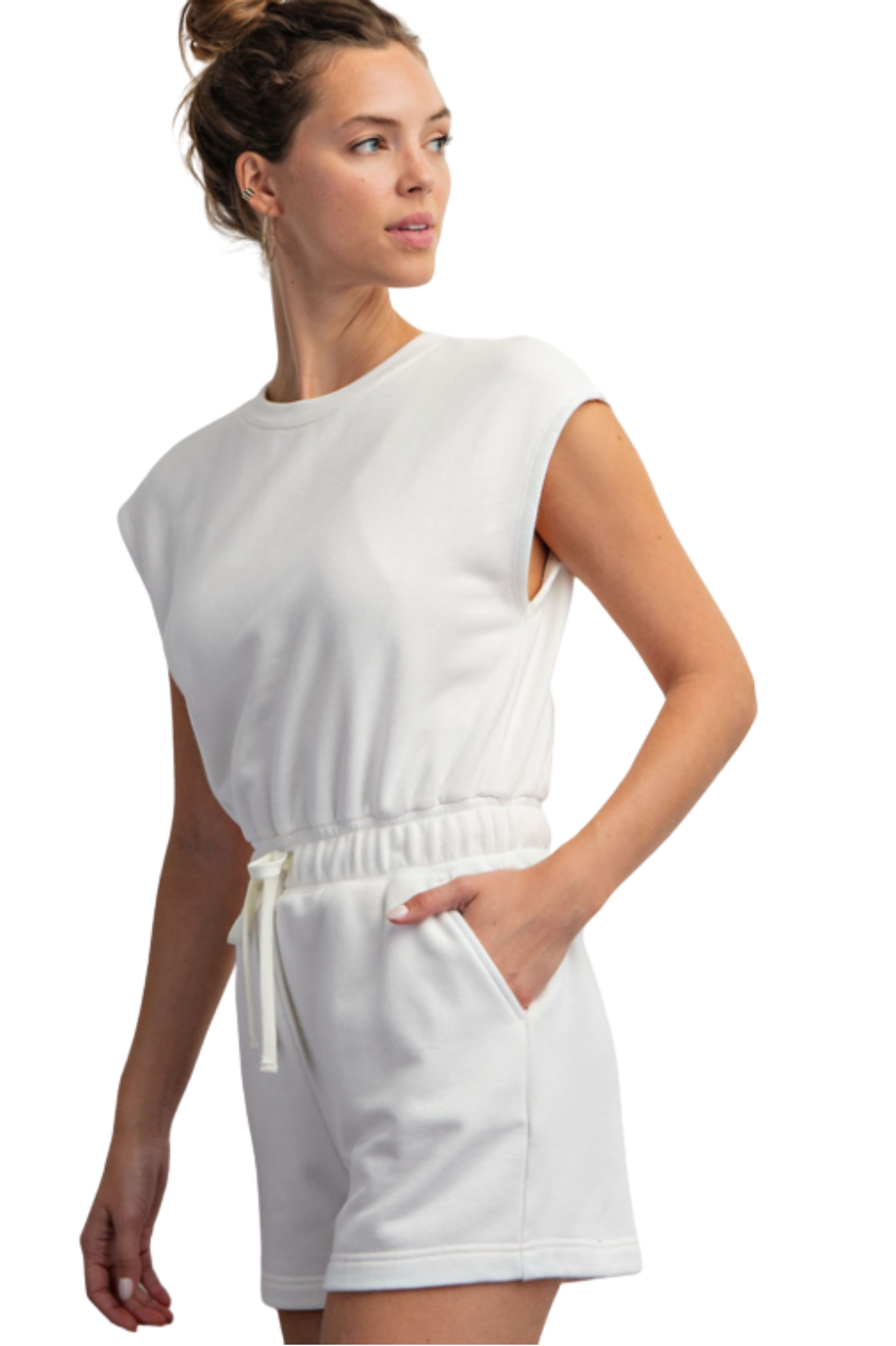 Short Sleeve Open Back Romper