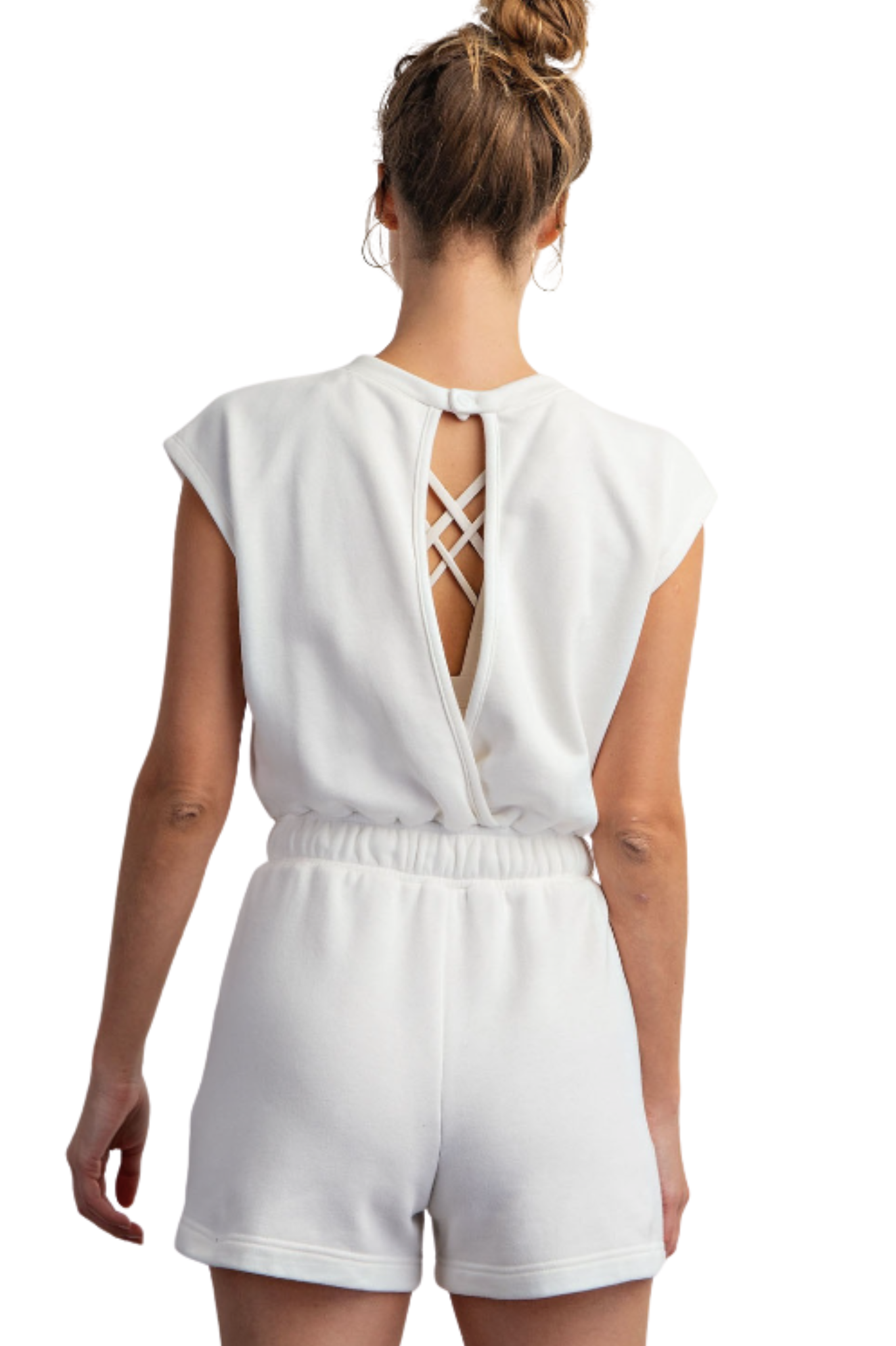 Short Sleeve Open Back Romper