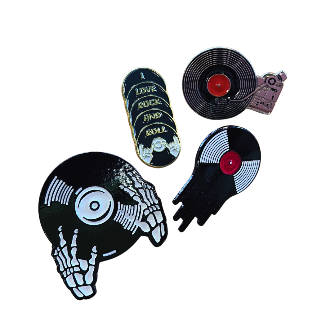 Rock N Roll Records Enamel Pin Set