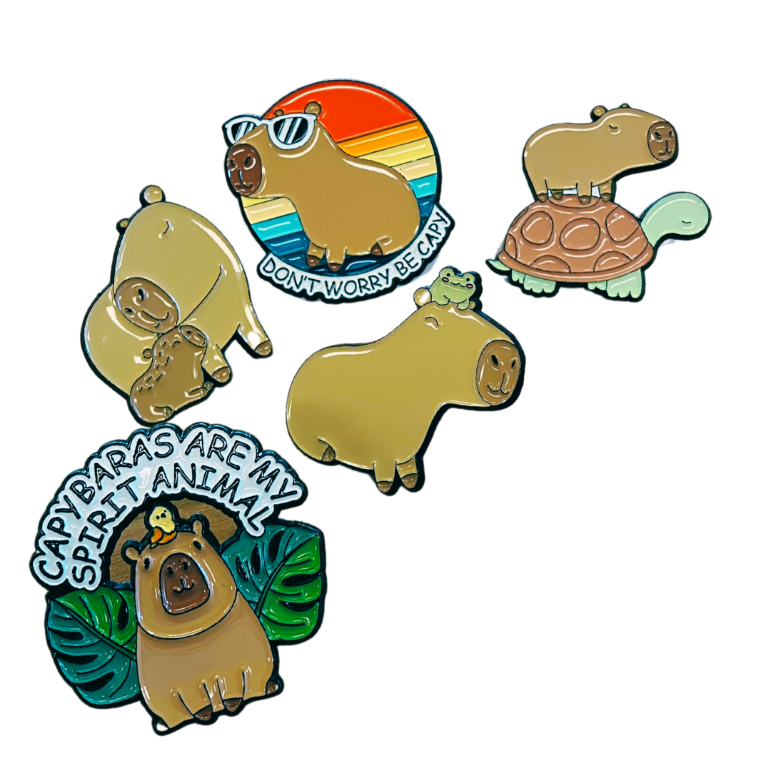 Happy Capy Enamel Pin Set