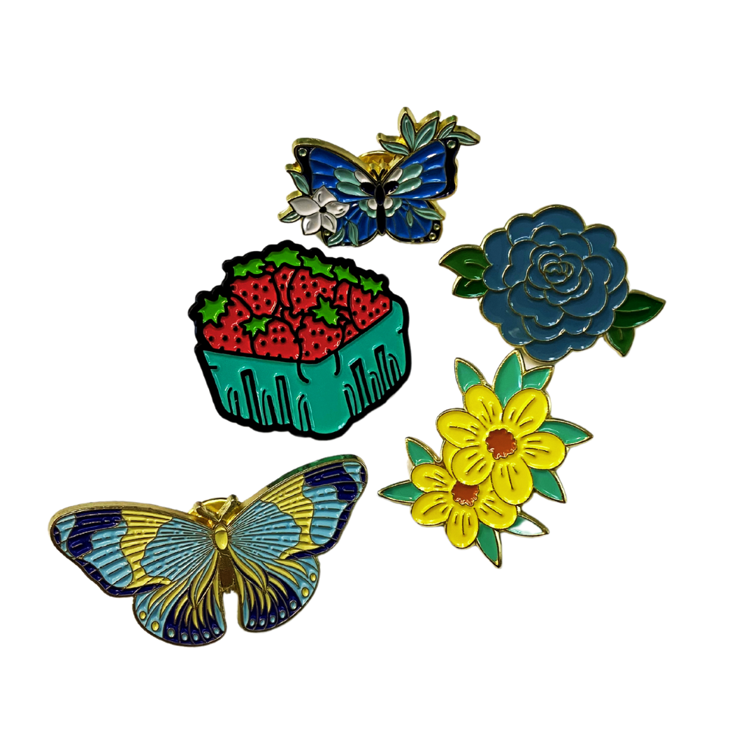 Garden of Blues Enamel Pin Set