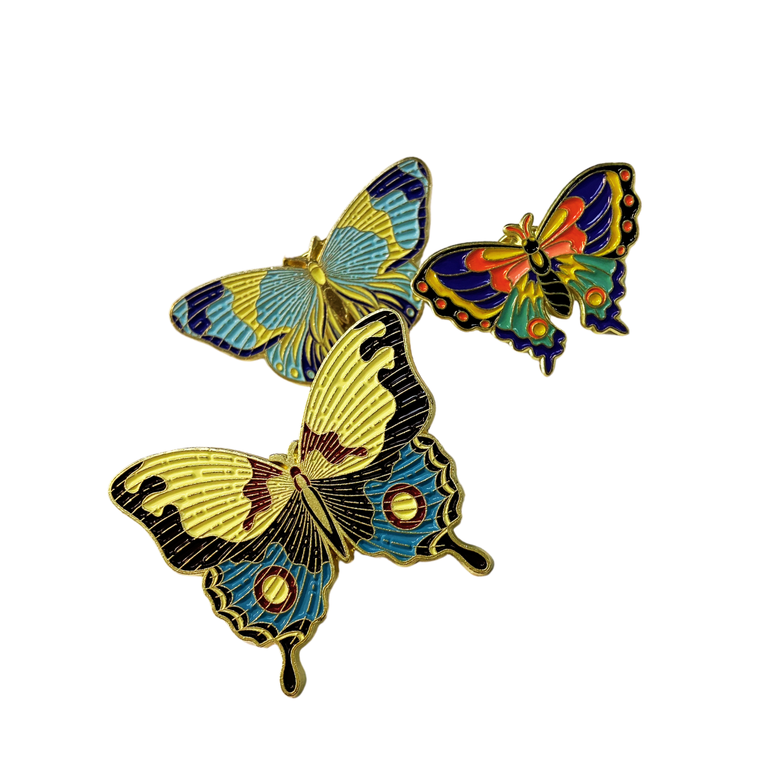Blue Hue Butterfly Enamel Pin Set