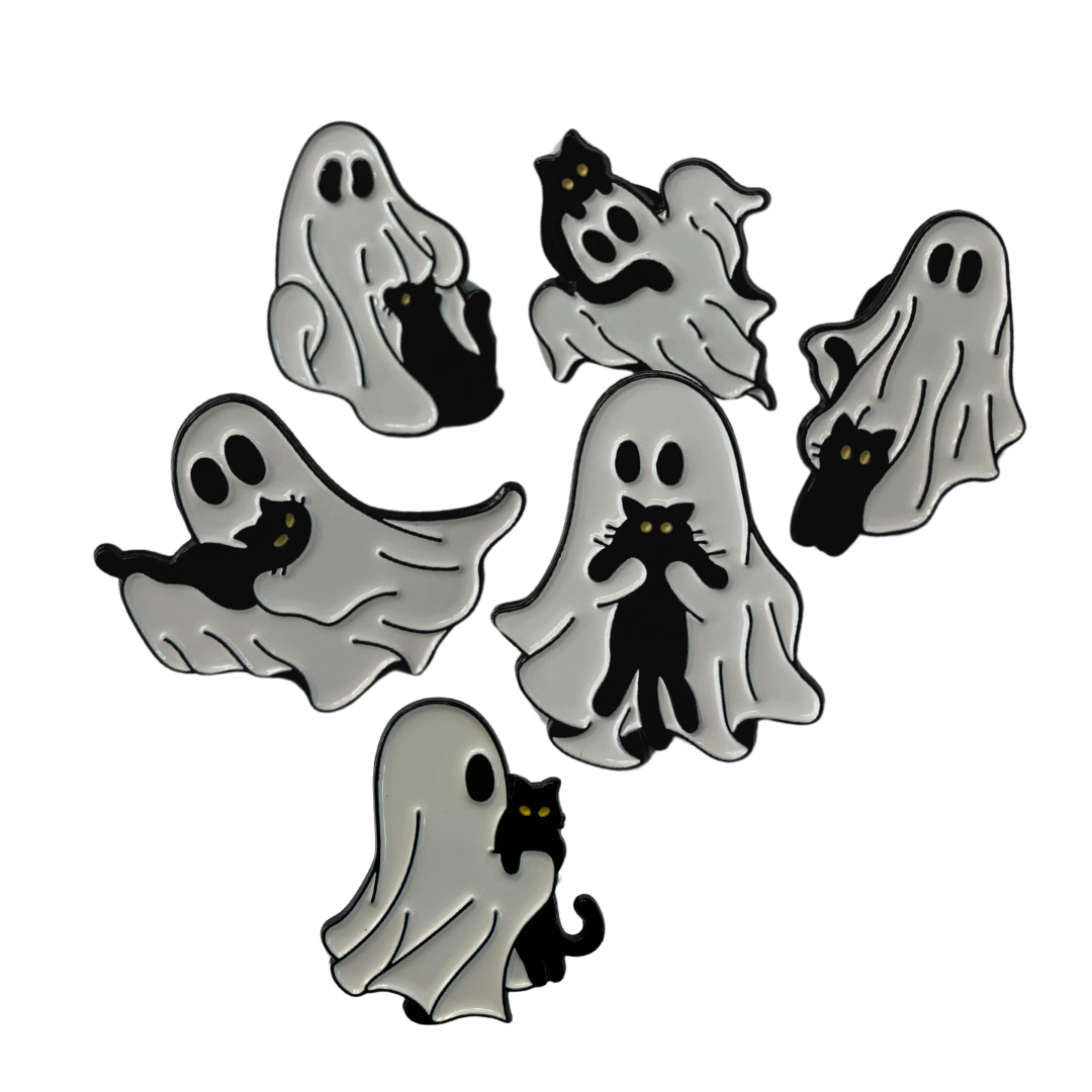 A Gaggle of Ghosts & Kitties Enamel Pin Pack