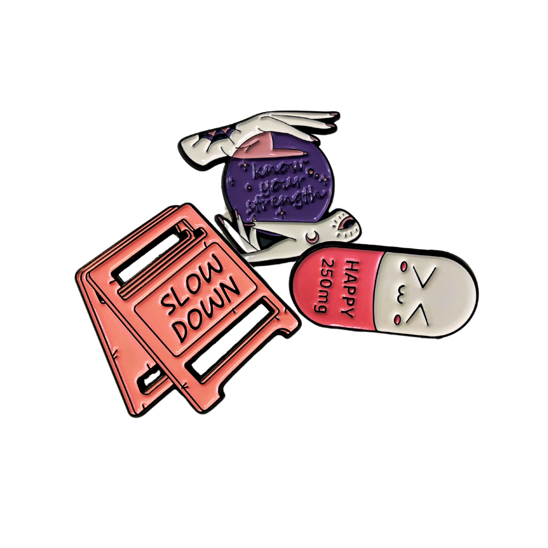 Slow Down, Be Happy Enamel Pin Set