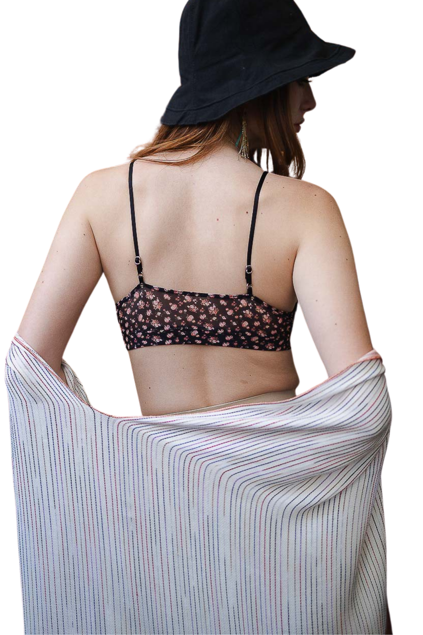 Floral Mesh Lace Trim Bralette