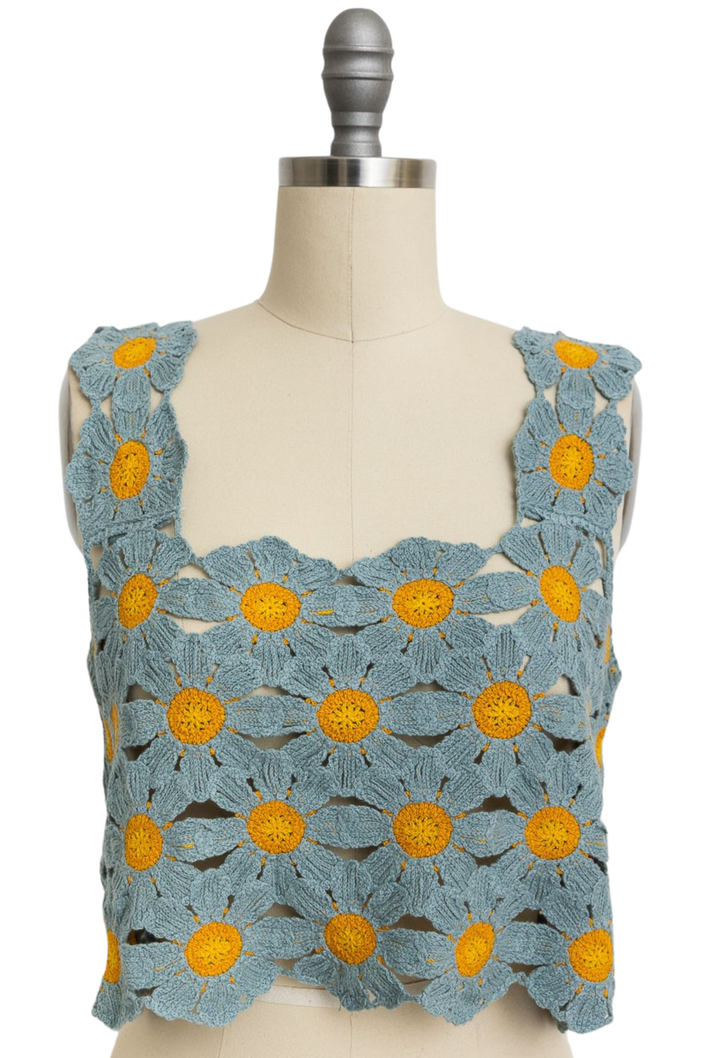 Crochet Daisy Sleeveless Crop Top