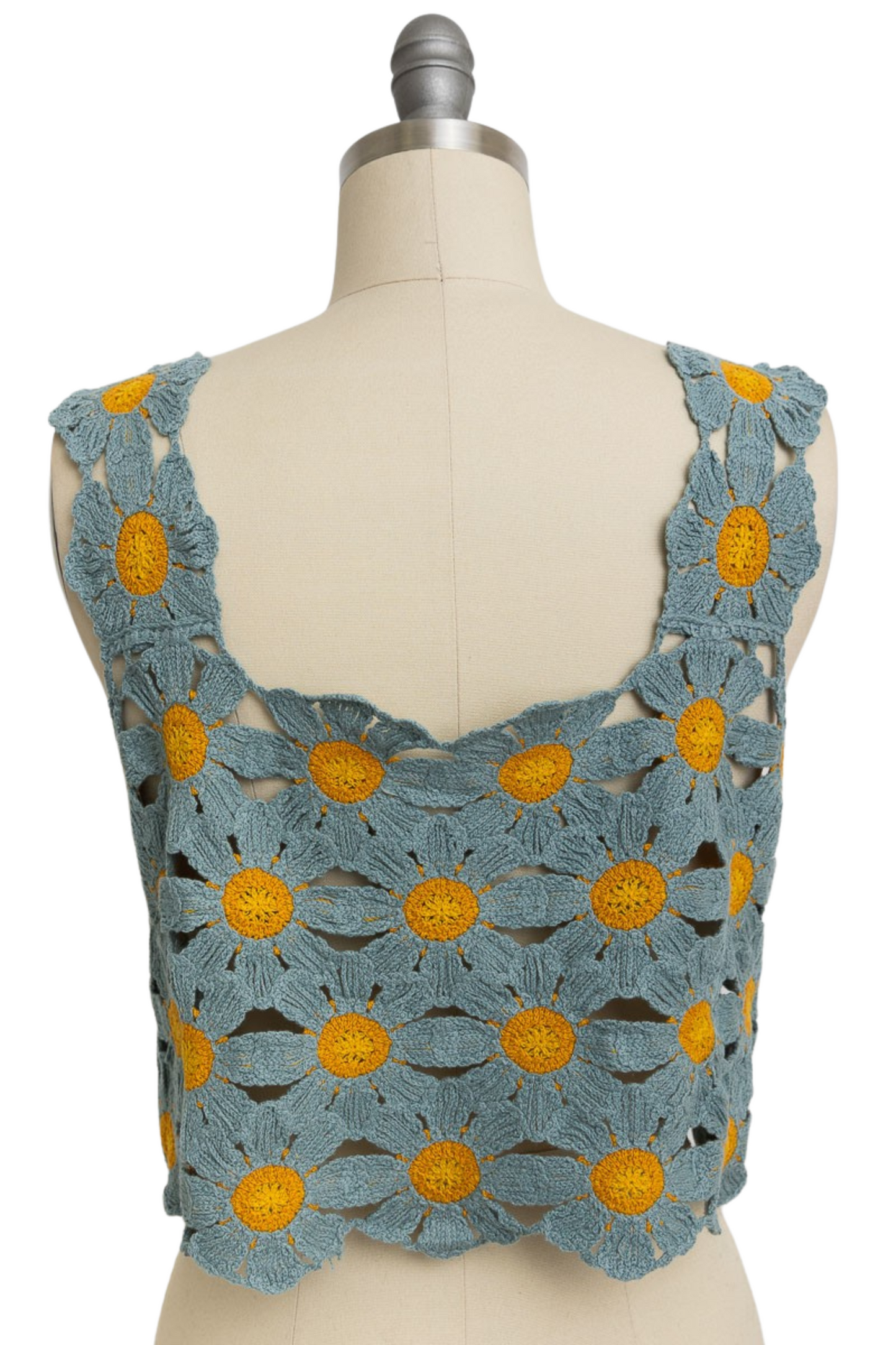 Crochet Daisy Sleeveless Crop Top
