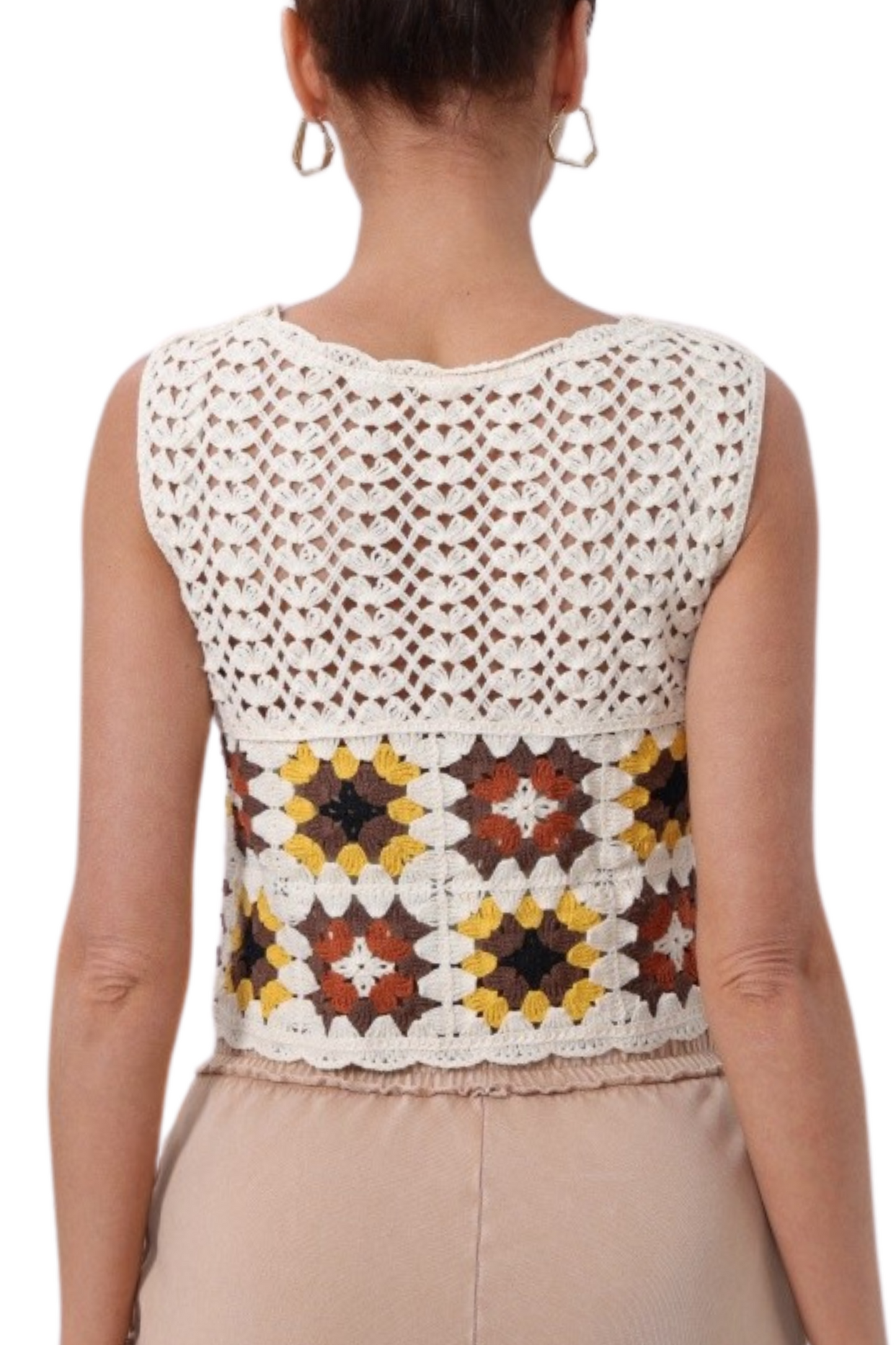 Crochet Patchwork Tie Front Vest