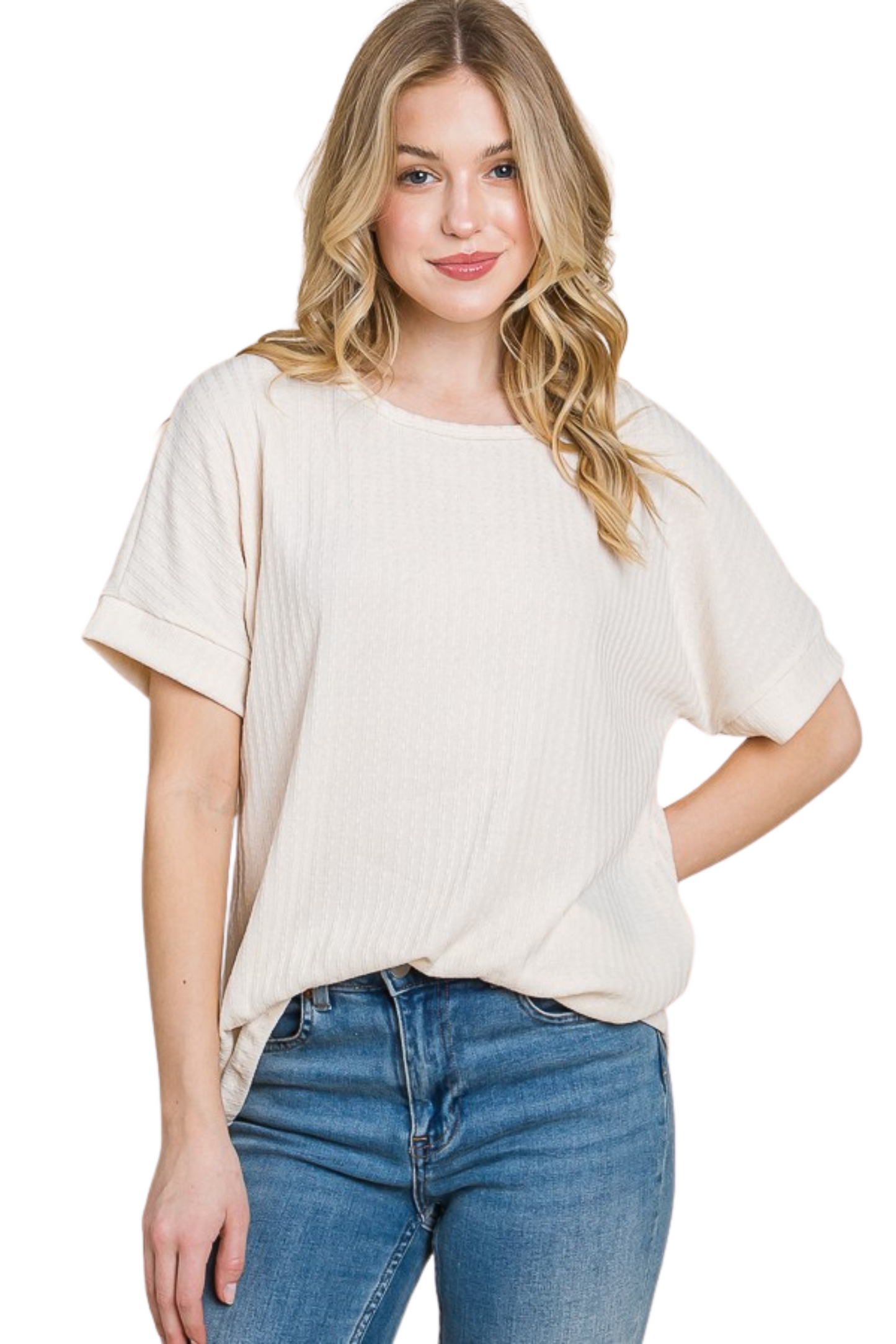 Relaxed Rib Knit Tee