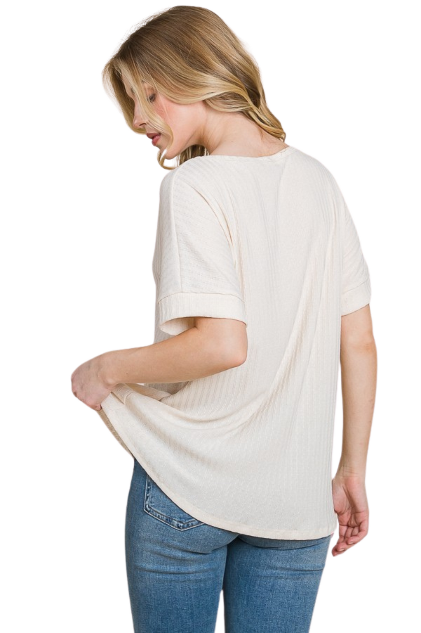 Relaxed Rib Knit Tee