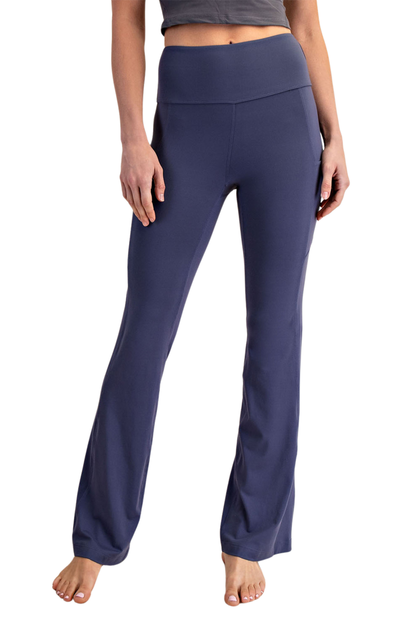 Recycled Butter Fabric Flared Leggings with Side Pockets