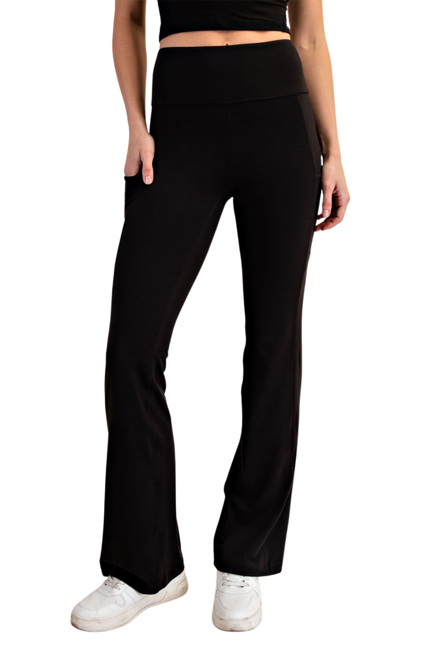 Recycled Butter Fabric Flared Leggings with Side Pockets