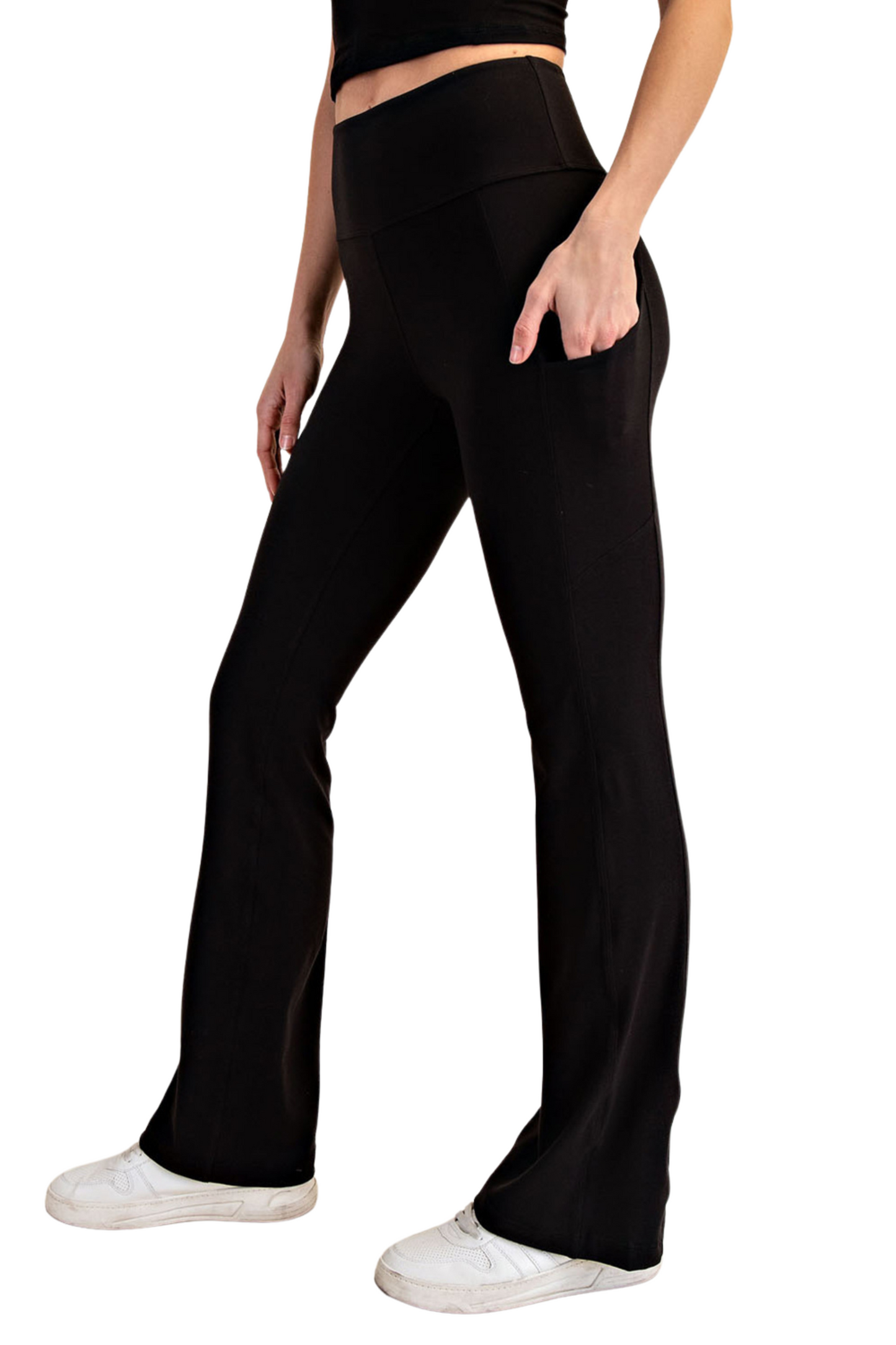 Recycled Butter Fabric Flared Leggings with Side Pockets