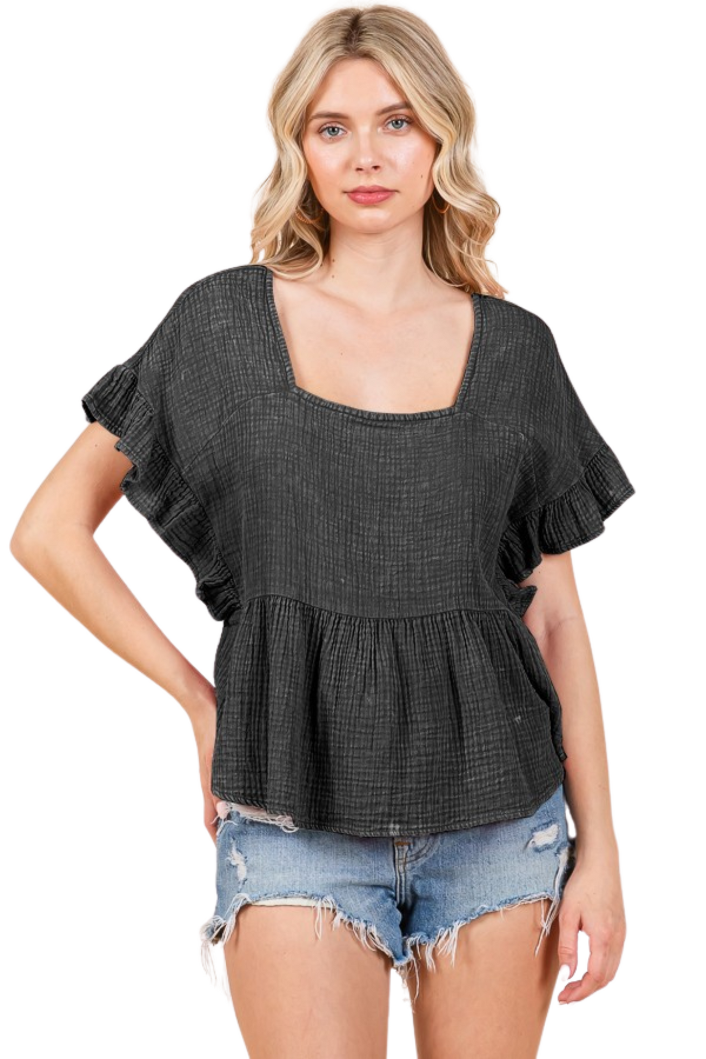 Relaxed Fit Flowy Short Sleeve Top
