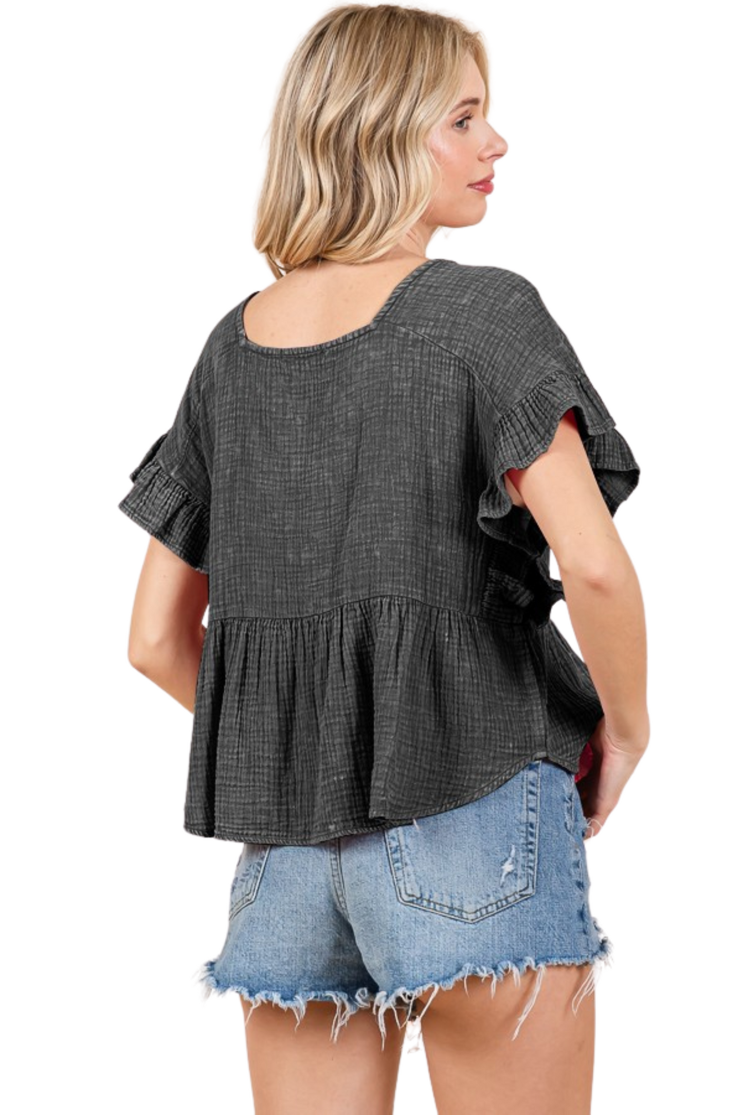 Relaxed Fit Flowy Short Sleeve Top