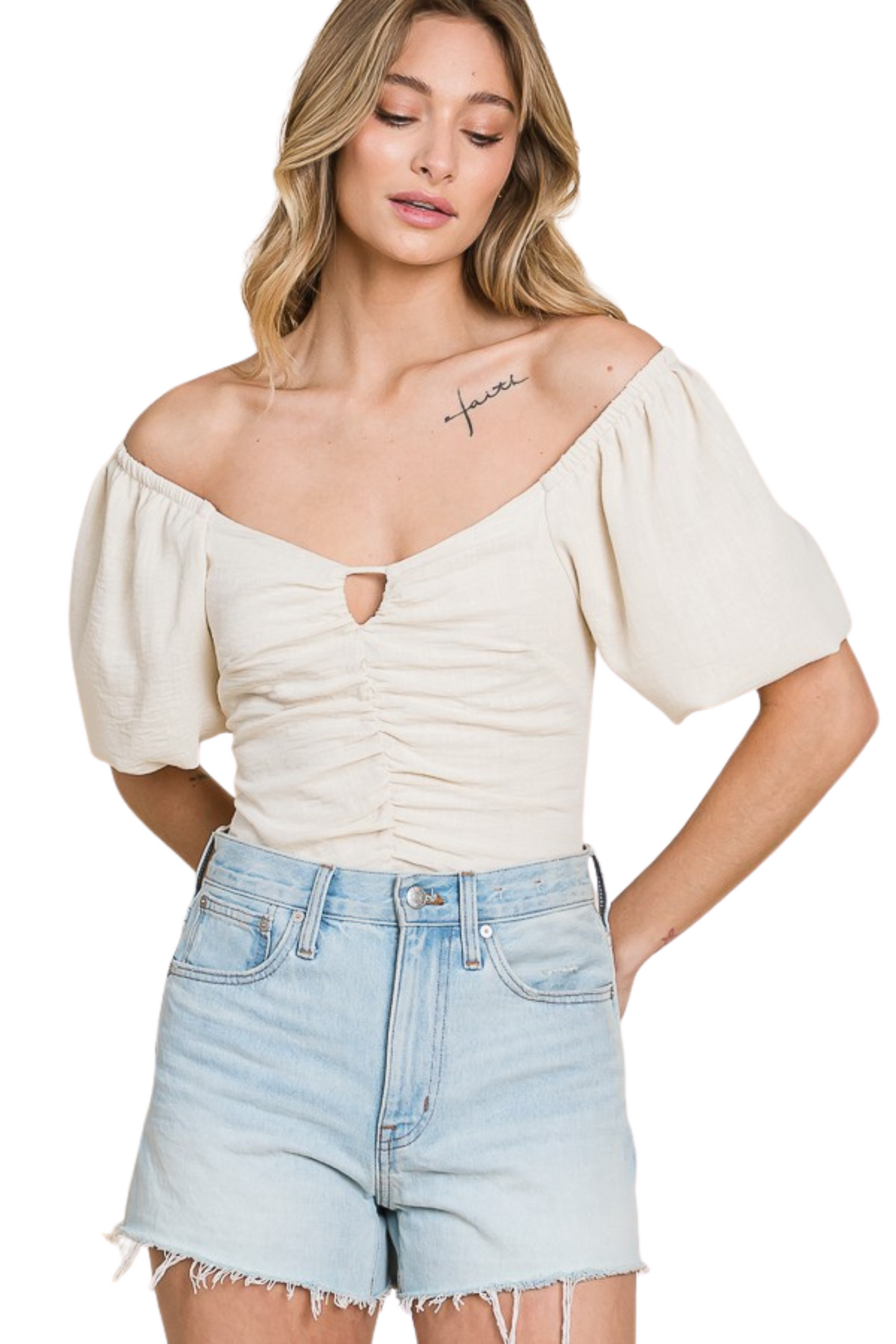 Puff Sleeve Ruched Bodysuit