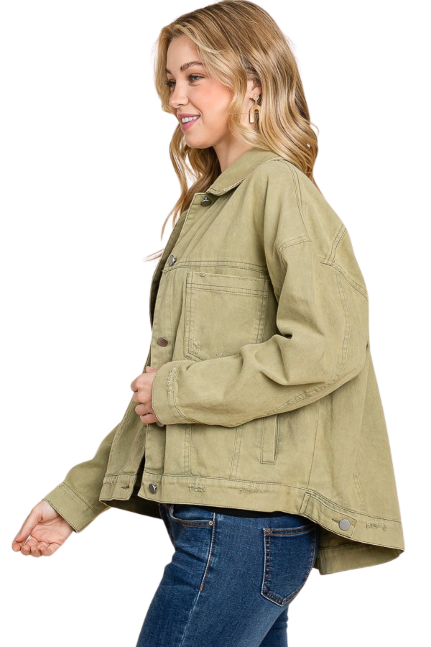 Woven Long Sleeve Colored Denim Jacket