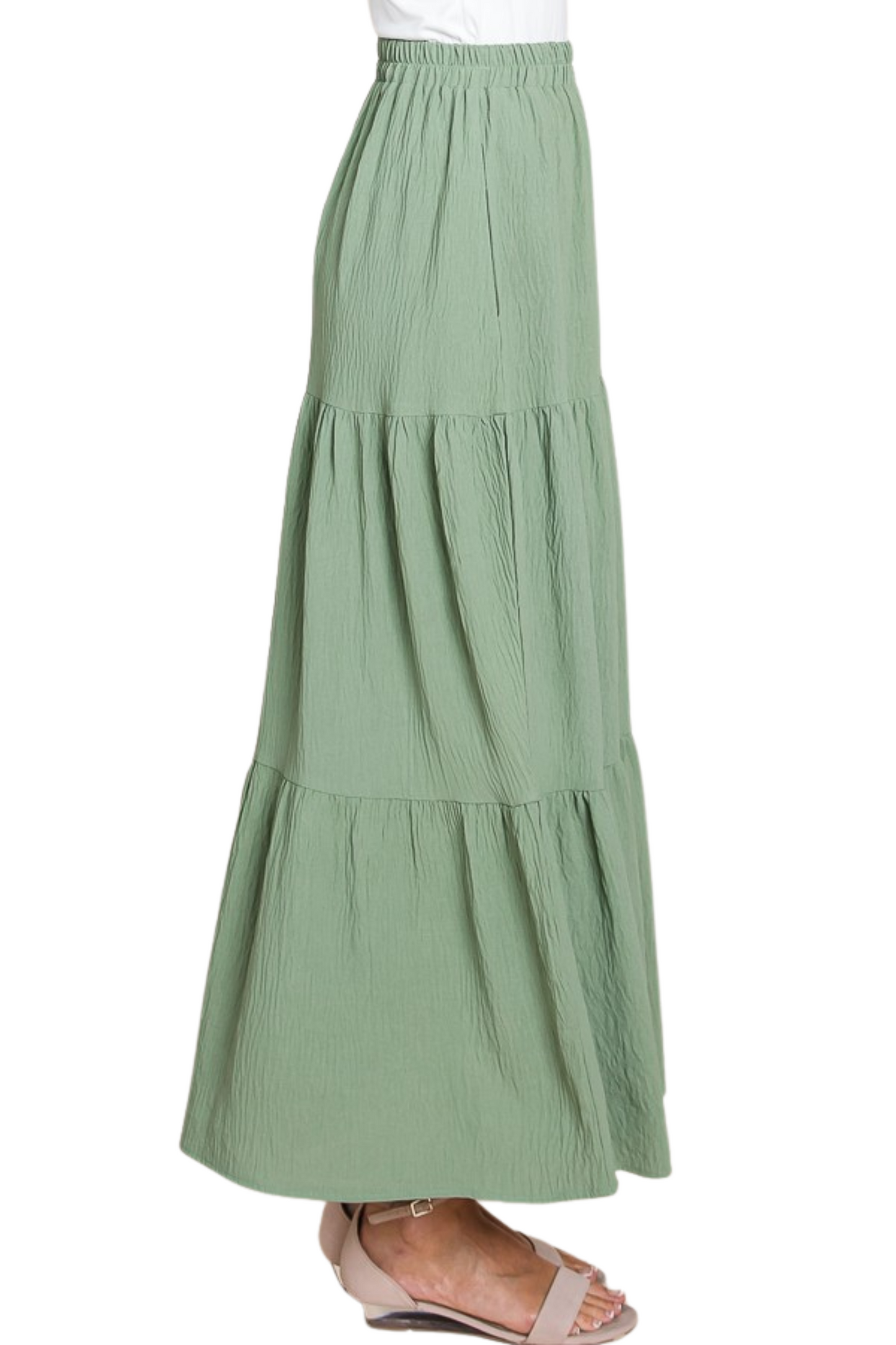 Woven Tiered Maxi Skirt
