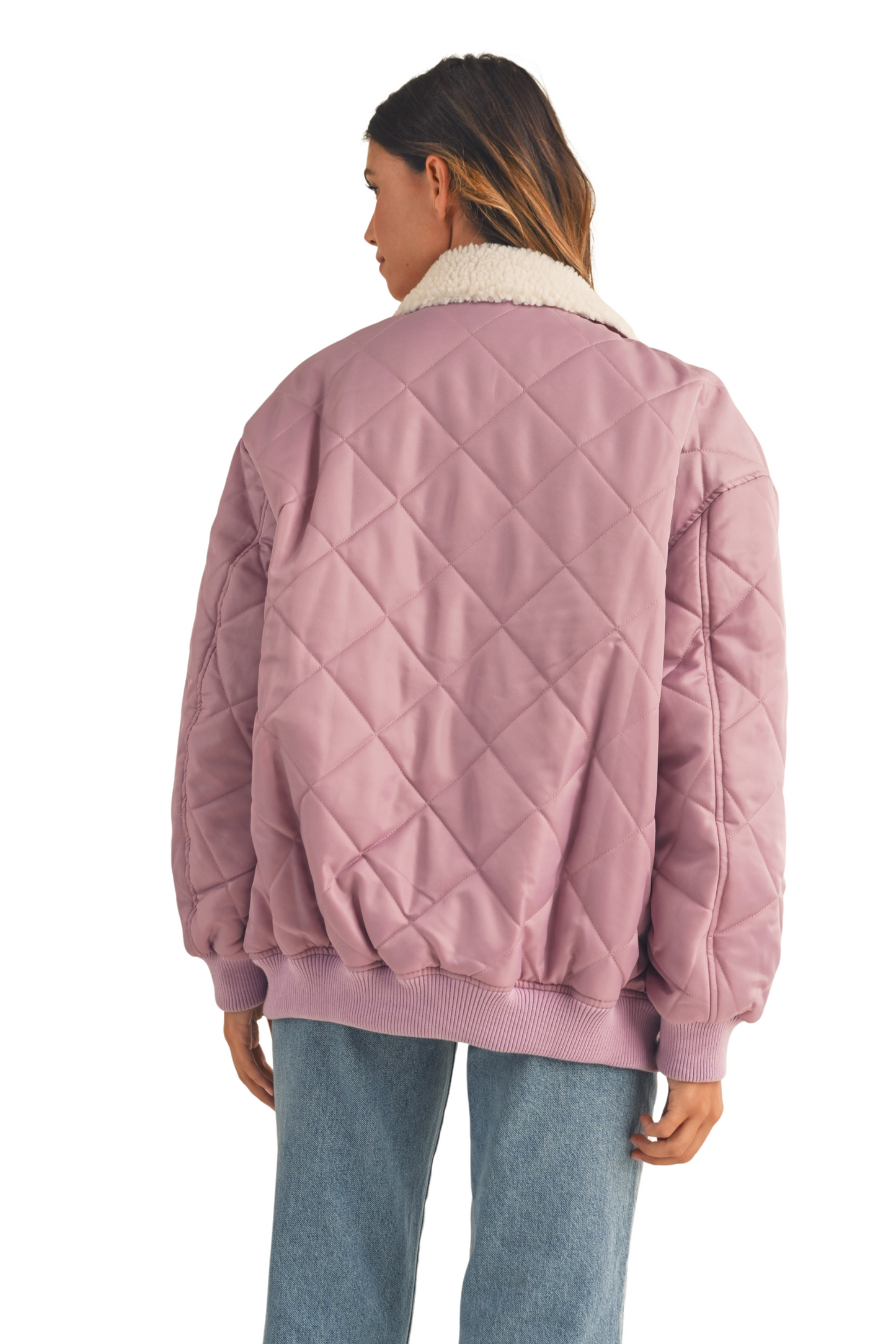 Quilted Oversized Jacket With Sherpa Collar