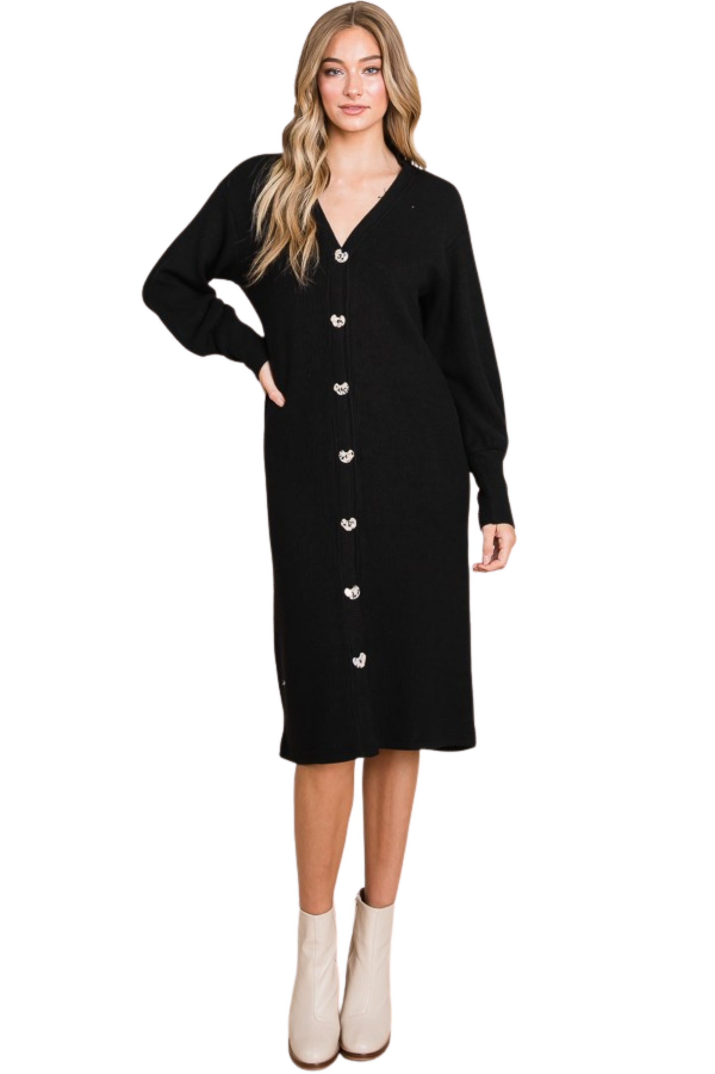 Long Sleeve Cardigan Knit Sweater Dress