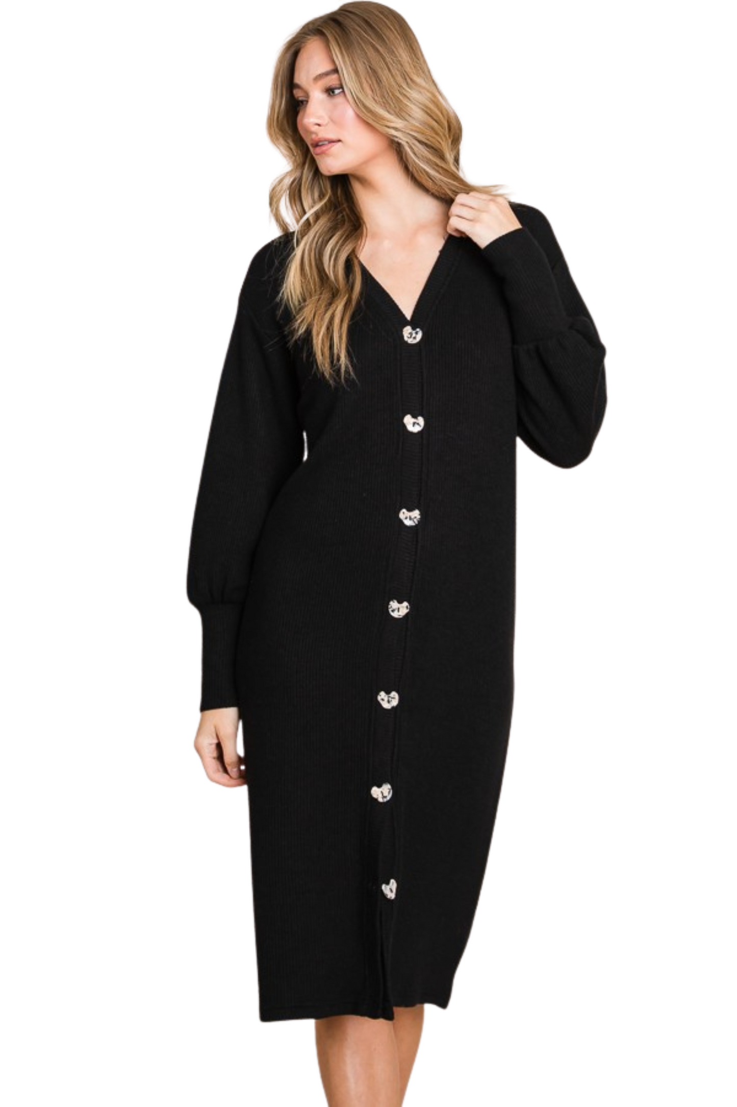 Long Sleeve Cardigan Knit Sweater Dress