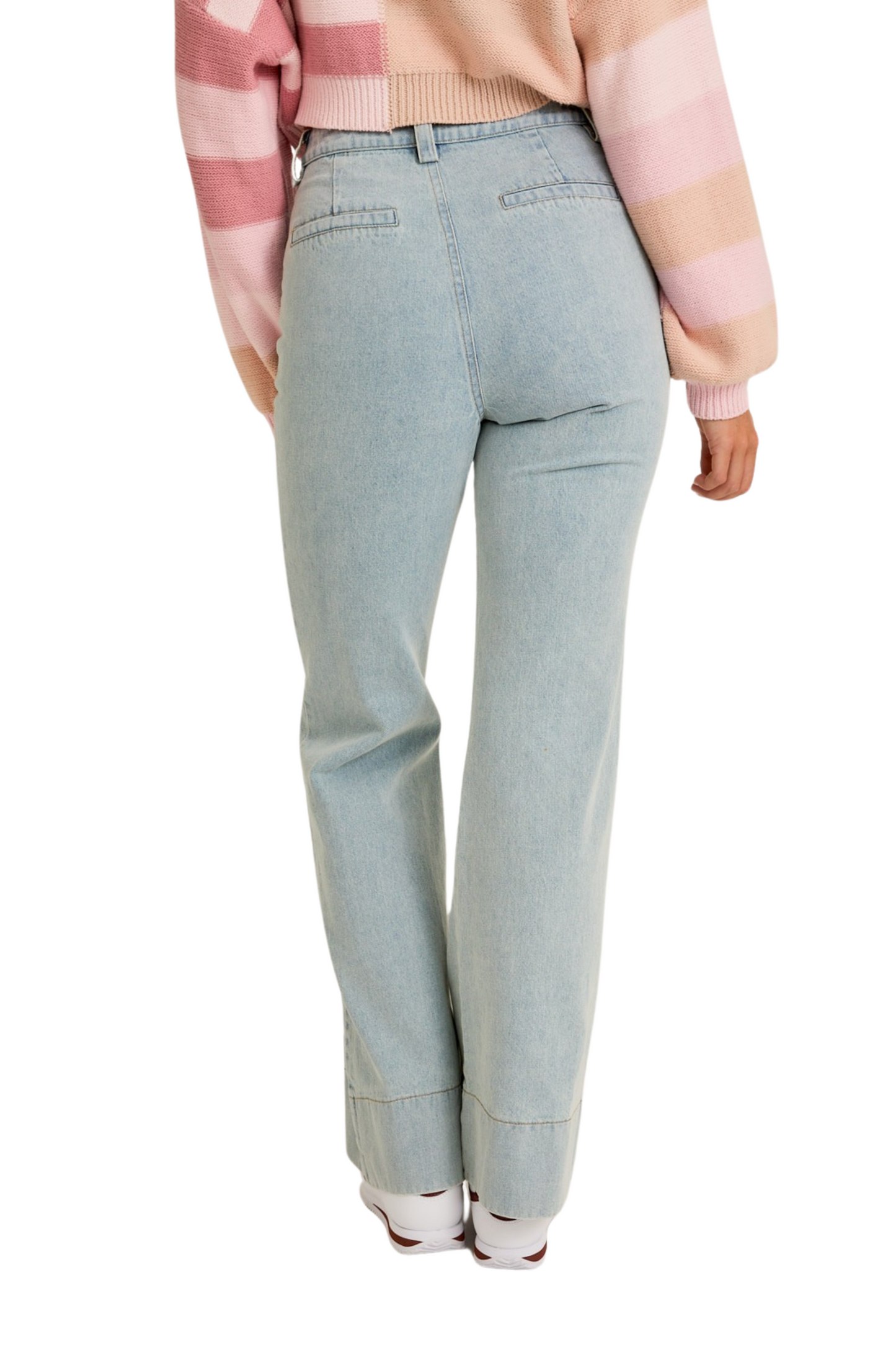 High Waisted Boot Cut Patch Pocket Denim Jeans