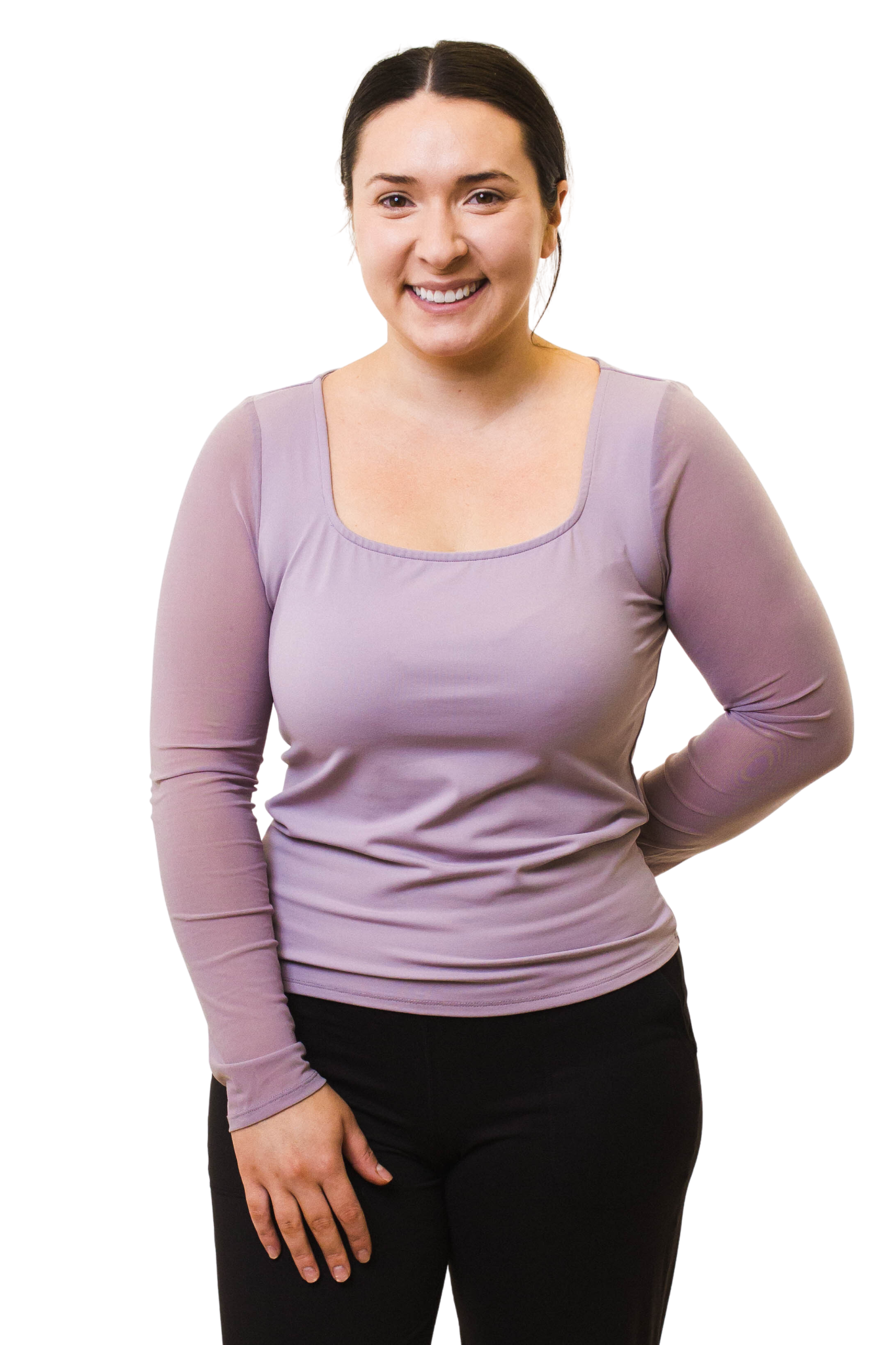 Mesh Long Sleeve Square Neck Top